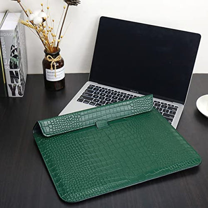 Laptop Sleeve 13-13.6 Inch Crocodile PU Leather Flip Case for 2016-2026 MacBook Neo 13 A18 Pro A3404 Air 13/13.6/ Pro 13 M5 M4 M3 M2 M1, for HP Dell Microsoft 13-13.6" Notebook, Green - color: Green