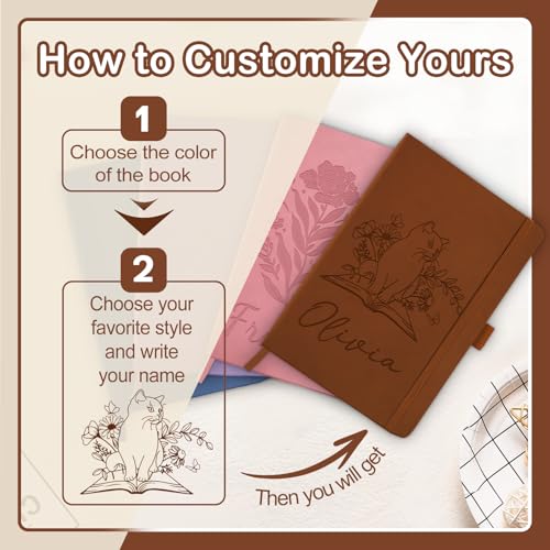 STREADVE Personalized Journal Notebook Custom Journaling Notebook for Women Men Customized College Ruled Notebooks Leather Lined Journals Gift for Work School Business Church - color: Icon-Engraved