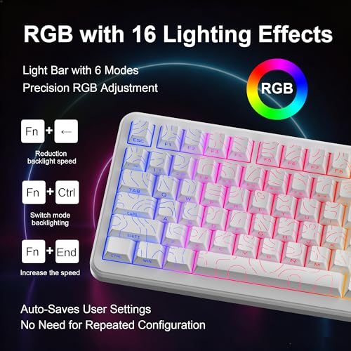 CORE V1 RGB Mechanical Keyboard, 82 Keys Tri-Mode Wireless - color: Contour White