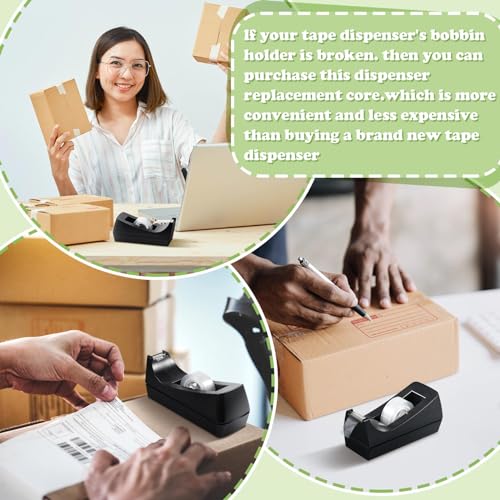 12 Pcs Tape Dispenser Core Tape Dispenser Replacement Core Small Plastic Allocator Roll Insert for Office Home Supplies Accessories(White)