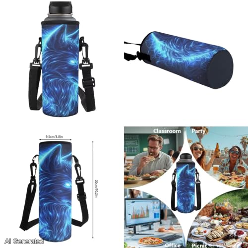 Galaxy Wolf Backpack for Boys Girls Backpack with Lunch Box Water Bottle Pouch & Soft Pencil Case 4PCS Set Bookbag with Front Pockets for School Teens 17 inch School Bag for Back to School - color: Blue Galaxy Wolf