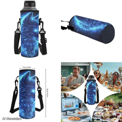 Galaxy Wolf Backpack for Boys Girls Backpack with Lunch Box Water Bottle Pouch & Soft Pencil Case 4PCS Set Bookbag with Front Pockets for School Teens 17 inch School Bag for Back to School - color: Blue Galaxy Wolf