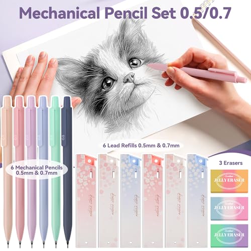 DazSpirit 61PCS Aesthetic College School Supplies Set with Cute Pencil Case | Pastel No Bleed Highlighters, Gel & Erasable Pens, Mechanical Pencils, Refills & Sticky Notes, Complete Stationery Kit - color: Purple