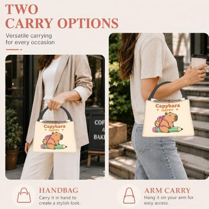 Cute Capybara Insulated Lunch Bag,Cute Beige Lunch Box for Women,Girls Boys Thermal Insulation Cooler Tote Bag Lightweight for Student School Work Picnic - color: Cute Capybara