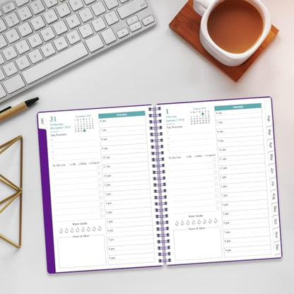 Daily Planner 2026 Full Page Per Day- 2026 Daily & Monthly Planner from January 2026 to December 2026, Day Planner 2026 with 12 Months Tabs, 6.4" x 8,5", Purple - color: Purple, size: 6.4" x 8.5"