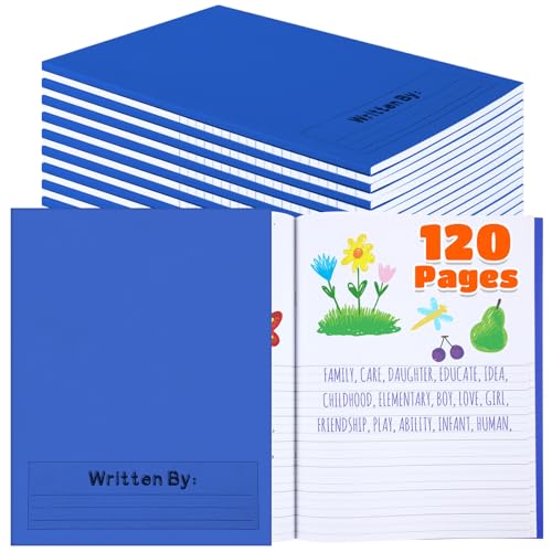 Henoyso 12 Pcs Primary Composition Notebooks k-2 for Kids, 120 Pages Draw and Write Journal Bulk for Kindergarten Classroom Preschool Teachers, Back to School Supplies (Blue) - color: Blue