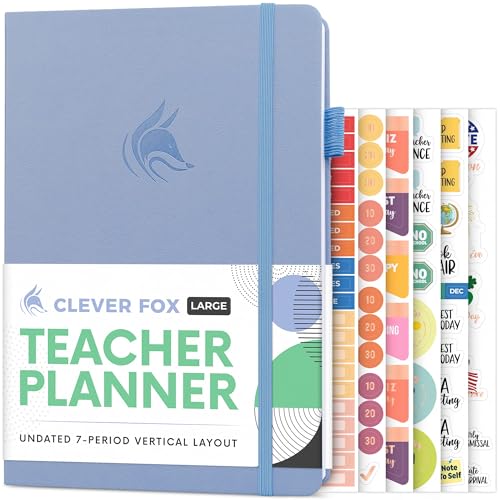 Clever Fox Teacher Planner, School & Homeschool Book, B5 Size Periwinkle | Undated, 7x10, lay-flat binding, heavy-duty hardcover, teacher lesson weekly & daily planner, homeschool supplies - color: Periwinkle, size: Smaller than A4 (7″ x 10″)