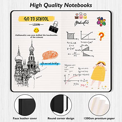 Huhuhero Notebooks Journal, Ruled Notebook, Premium Thick Paper Lined Journal, Black Hardcover Notebook for Office Home School Business Writing Note Taking Journaling, 5"×8.25" (10, Pink) - color: Pink, size: 10