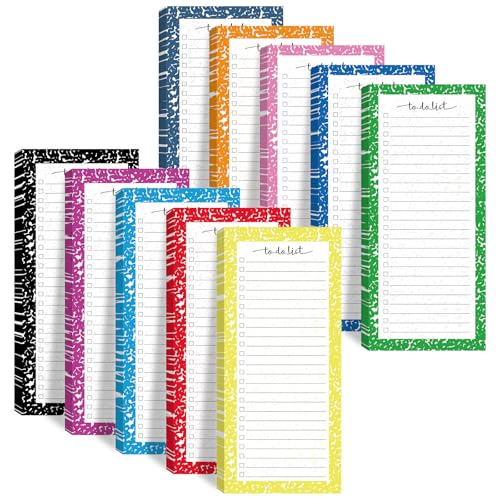Censen 10 Pack 500 Sheets to Do List Notes Daily Checklist Notepad with 50 Sheets Undated Memo Pad Color Block Shopping List Weekly Plan Notepad Organizer Planners(Black Marble,Lined) - color: Colorful, style: Lined