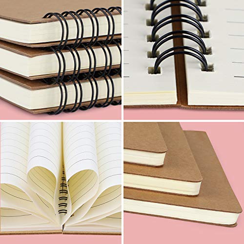 EUSOAR Spiral Notebook, B5 3 Pack 7.3"x10.2" 120 Pages Hardcover Kraft Lined College Ruled Travel Writing Notebooks Journal, Memo Notepad Sketchbook, Students Office Business Subject Diary Journal - color: Kraft, size: 3Packs