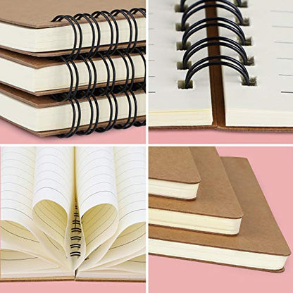 EUSOAR Spiral Notebook, B5 3 Pack 7.3"x10.2" 120 Pages Hardcover Kraft Lined College Ruled Travel Writing Notebooks Journal, Memo Notepad Sketchbook, Students Office Business Subject Diary Journal - color: Kraft, size: 3Packs