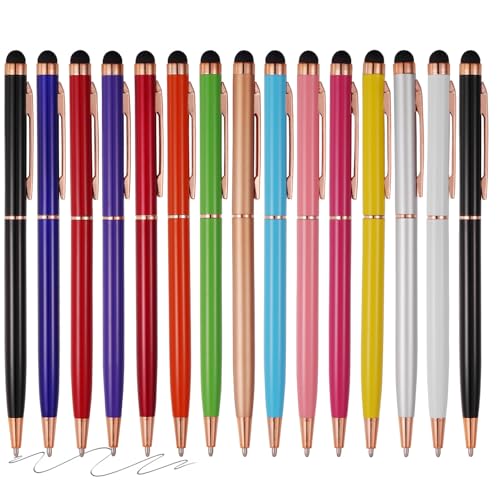 15 Pack Stylus Pens for Touch Screens Stylus Pen Compatible with Phone Tablets Kindle and Black Ink Ballpoint Pens-2 in 1 Stylists Pens (8005 Rose Gold B) - color: 8005 Rose Gold B