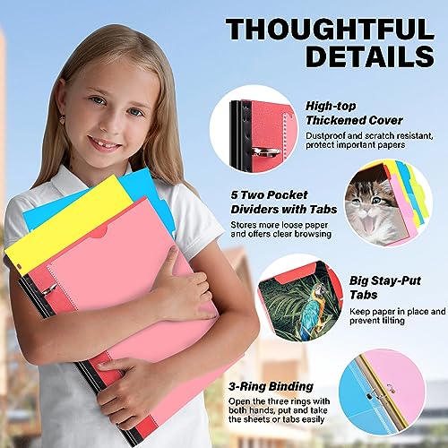 WOT I Telescoping Project Organizer 2-Pack, Refillable Binder with Dividers and Pockets, 13 Pocket Folders, 1 Inch 3 Ring Binder, Red - color: Red, size: 2 Pack