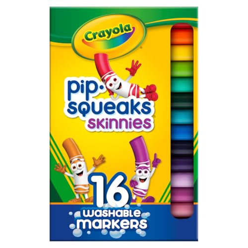 Crayola Pip Squeaks Skinnies Washable Marker Set (16ct), Mini Markers for Toddlers, Thin Coloring Markers for Kids, Spring Crafts Supplies - style: Skinnies