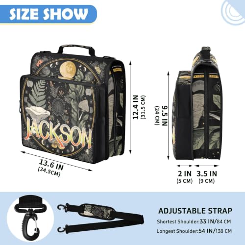 Custom Binder Bag Personalized Moons Botanical Plants 3 Ring Zipper Binder Bag with Laptop Pockets and Shoulder Strap Tote Binders Organizer Case for School Office - color: Custom Botanical