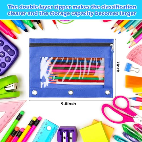 Zhehao 100 Pcs Zipper Binder Pencil Pouches:3 Ring Binder Pencil Pouches with Zipper Window Bulk Clear Pen Bags Case for Office School Classroom Supplies(Single Layer,8 Colors) - color: Delicate Color, style: Single Layer
