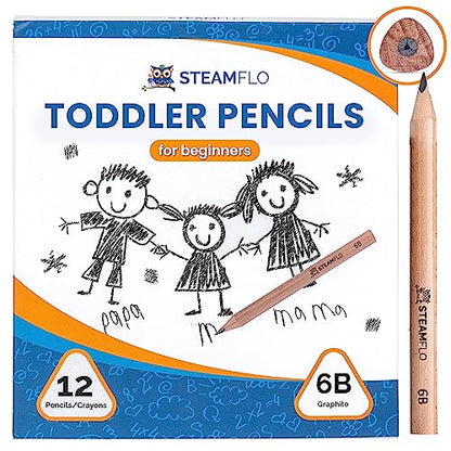 Learning Pencils for Toddlers 2-4 Years – Our Kids Pencils for Beginners Toddlers and Preschoolers with Jumbo Triangle Shape are Specially Designed Triangle (12 Pack) - style: 12 Pack
