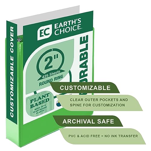 Samsill Plant-Based 2 Inch Durable Round Ring, View Binder, Eco-Friendly, USDA Certified Biobased, Single, Bright Green - color: Lime Green, size: 2-Inch