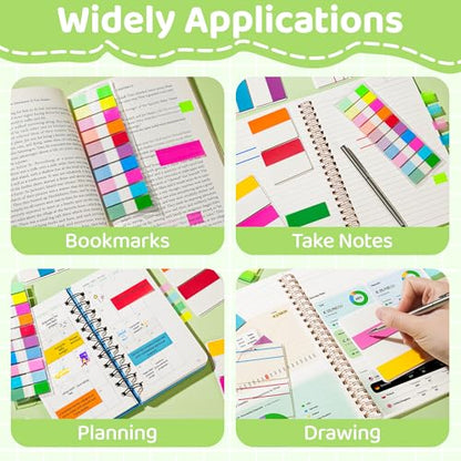800 Pieces 2 Inch Sticky Index Tabs, 31 Sets 10 Colors, Writable Repositionable Page Tabs & File Tabs for Notebooks, 3 Ring Binders, Folders, Dividers and Filing