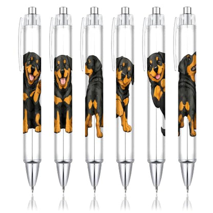 Cute Rottweiler Pens 6-Pack, Funny Dog Ballpoint Pens for Kids & Women, Puppy Gifts for Dog Lovers, School Supplies, Office Desk Accessories, Party Favors