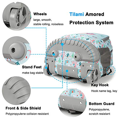 Tilami Rolling Backpack 19 inch Wheeled Cute LAPTOP Boys Girls Travel School Student Trip (Alpaca) - color: Alpaca