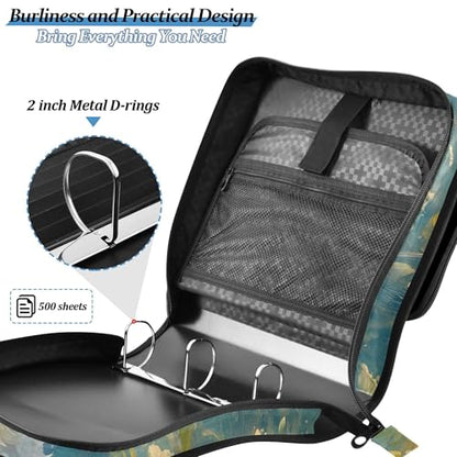 Cute Running Puppy Zipper Binder with Shoulder Strap, 500 Sheets Capacity, Multiple Pockets 1.5Inch 3 Ring Zipper Binder - color: Cute Running Puppy