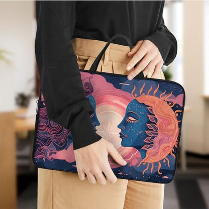 Laptop Sleeve Bag with Handle Computer Protective Soft Cover Case for 14 Inch 13 Inch Laptop,Art Sun and Moon - color: Art Sun and Moon