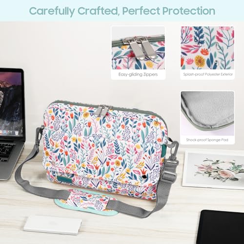 TiMOVO 9-11 Inch Tablet Sleeve Bag with Shoulder Strap Fits iPad 11-inch A16 2025, iPad 10th Gen. 10.9", iPad Gen. 10.2", iPad Air 11/5th/4th Gen. 10.9", Galaxy Tab A9 Plus 11", Flowers - color: Flowers