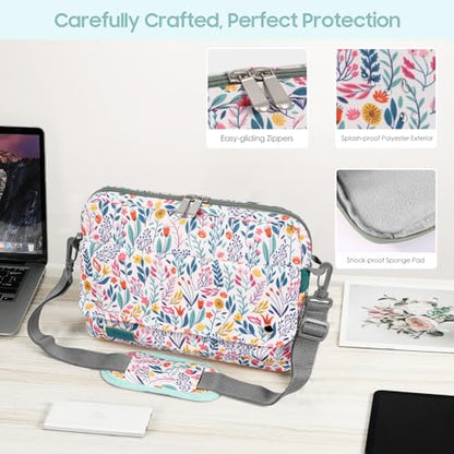TiMOVO 9-11 Inch Tablet Sleeve Bag with Shoulder Strap Fits iPad 11-inch A16 2025, iPad 10th Gen. 10.9", iPad Gen. 10.2", iPad Air 11/5th/4th Gen. 10.9", Galaxy Tab A9 Plus 11", Flowers - color: Flowers
