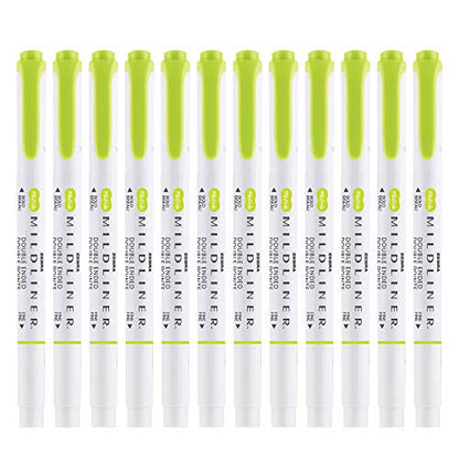 Zebra Pen Mildliner Dual-Tip Highlighters, Broad and Fine Tips, Ideal for Bible Highlighting, No Bleed, School Supplies, Teacher Supplies and Office Supplies, Mild Citrus Green Ink, 12-Pack (78450upc) - color: Citrus Green