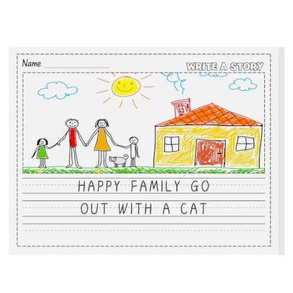 Eaasty 50 Sheets Story Writing Paper Bulk Handwriting Practice Paper for Kids Diary with Picture Story Space and Dotted Lines 11x8.5 Primary Composition Notebooks for Kindergarten Toddlers