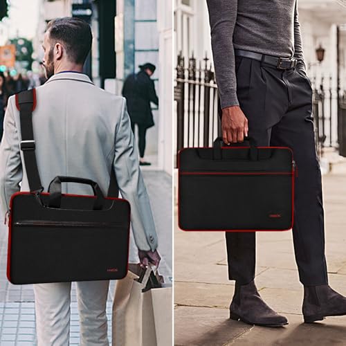Hseok Laptop Shoulder Bag 13-14 inch Shockproof Water-Resistant HandBag with Small Case Compatible with MacBook Pro/Neo 14" M5/M4/M3/M2/M1, Mac Air/Pro 13.3", XPS 13/14, Most 13"-14" PC,Red Zipper - color: Red Zipper, size: 13"-14"