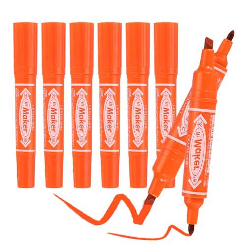 PATIKIL Broad & Fine Tip Markers, 8Pcs Oil-Based Markers Dual Tip Brush Highlighter for Adult Artists Drawing Coloring Painting Sketching, Orange (0.2" /0.07") - color: Orange