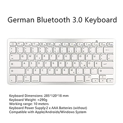 Wireless German Keyboard, Minority Language Ultra Thin Lightweight Silent Bluetooth Keyboards for Laptop/PC/Tablet/Desktop/Smart TV (German) - style: German