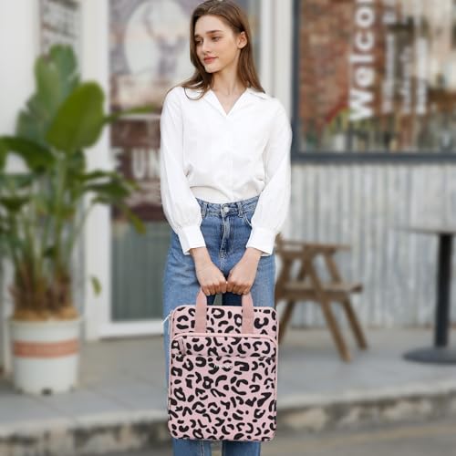 MOSISO 12.9 inch Tablet Sleeve Bag for iPad Pro 13 M4&iPad Air 13 M3 M2,iPad Pro 12.9 M2 M1 6/5th,Surface Laptop Go 12.4,Galaxy Tab S8+/S9+ 12.4, Leopard Grain Tablet Shoulder Bag with 3 Pockets, Pink - color: Pink