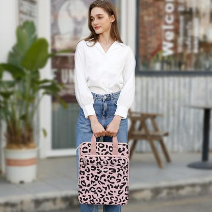 MOSISO 12.9 inch Tablet Sleeve Bag for iPad Pro 13 M4&iPad Air 13 M3 M2,iPad Pro 12.9 M2 M1 6/5th,Surface Laptop Go 12.4,Galaxy Tab S8+/S9+ 12.4, Leopard Grain Tablet Shoulder Bag with 3 Pockets, Pink - color: Pink