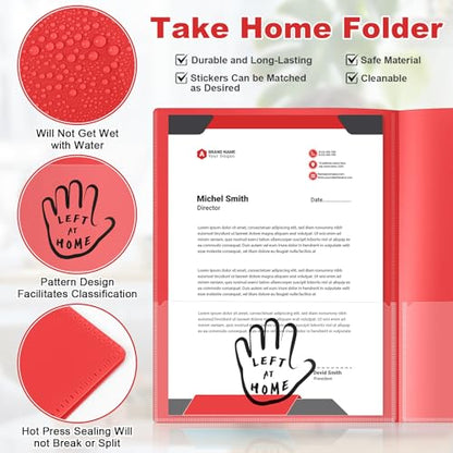 Henoyso 24 Pcs School to Home Folder with Pocket Plastic Heavy Duty Clipboard Folder with Clear Front Pocket Homework Take Home Folders for School Students Parent Teacher Communication(Red) - color: Red
