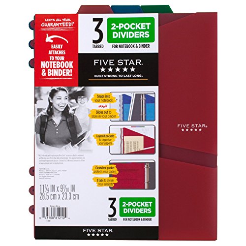 Five Star 2-Pocket Dividers, Tabbed, Colors Will Vary, 3 Pack (81210) - style: Two-Pocket