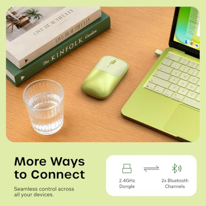 Satechi Slim EX Wireless Mouse, Multi-Device Bluetooth & 2.4GHz Connection for macOS, Windows, iPadOS, and Android, Quiet Clicks, Anodized Aluminum Shell, USB-C Rechargeable Battery, Citrus - color: Citrus