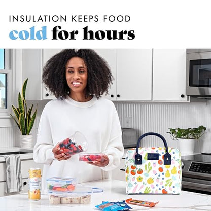 Fit & Fresh Bloomington Lunch Bag for Women - Insulated Large Lunch Box for Work with Containers, Leak-Resistant, Stain-Resistant, Zipper Closure, Fruit Print - color: Fruit Print
