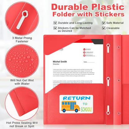 Henoyso 24 Set Take Home Folders with Clear Front Pocket, School-to-Home Communication Folder Bulk for Back to School Classroom, Heavy Duty Plastic Parent-Teacher Homework Folders (Red) - color: Red