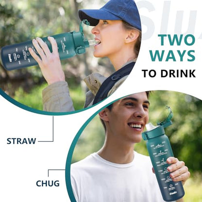 SLUXKE Insulated water bottle with Straw and Chug Lids, 18/10 Stainless Steel 24oz Water Bottle BPA Free, Double Wall Vacuum Wide Mouth Insulated Water Bottle for Men, Women & Kids BLUE BLUE - color: BLUE BLUE, size: 24 Ounces