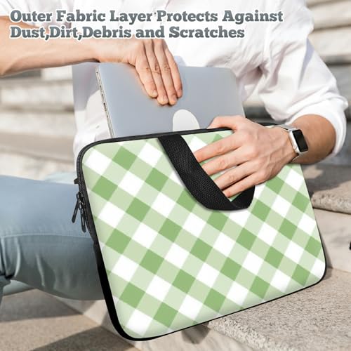 Universal Laptop Sleeve Tablet Case 12 inch, Green and White Checkered Slim Carrying Handbag Travel Laptop Bag for Surface Pro 9 8 7/Laptop Go 2 3, MacBook Air 11/12 - color: Green and White Checkered, size: 12 inch