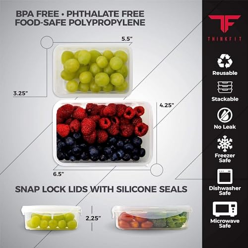 ThinkFit Red Reusable Lunch Bag with 6 Portion Control Containers, 2 XL Ice Packs, Pill Box, and Shoulder Strap - Microwavable and Freezer Safe - color: Red