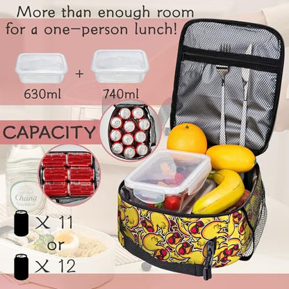 Duck Lunch Bag for Kids, Insulated School Lunch Tote | Cute reusable lunch bag with large capacity, insulated cooler tote for girls boys school, outdoor activities and snacks - color: Duck