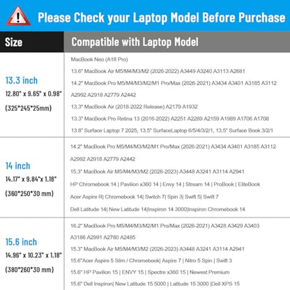 FINPAC Laptop Shoulder Bag for MacBook Neo A18 Pro, 13.6-inch MacBook Air 2026-2022 M5/M4/M3/M2/M1, MacBook Carrying Case 13.3" 13.6" 14.2", 13.5" Surface Laptop, HP, Dell, Acer Chromebook, Black - size: 13.3-inch