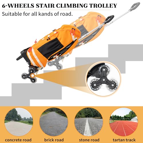Backpack Trolley with Edge Guard 6-Wheels Rolling Dolly Cart for Backpack,Luggage,Travel Hand Truck - size: 6 Wheels with Edge
