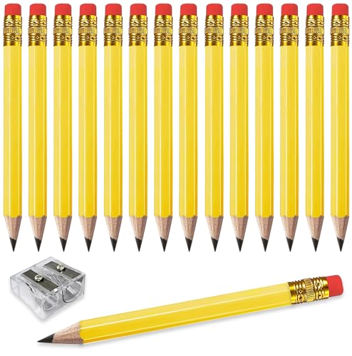 Adhere 25pcs Golf Pencils with eraser Hexagon Wooden Pencils Graphite 2B for Golf Event Scoring,Classroom,Wedding,Company Meetings,Pew, Pocket (Yellow1) - color: Yellow1