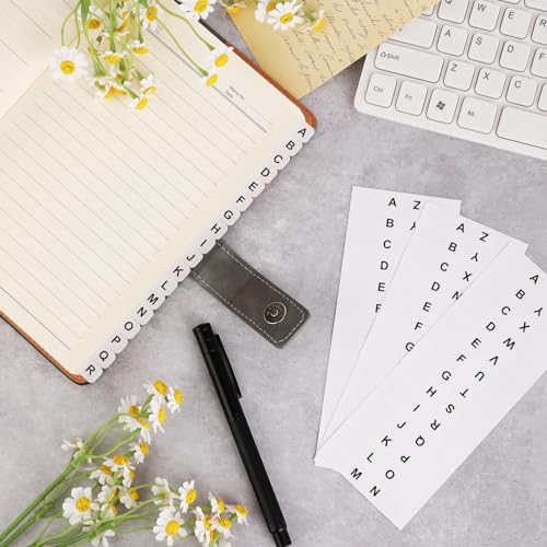 A-Z 26 White Letters Tabs Sticky Alphabet Tabs, 260 Pcs Self Adhesive Page Tabs Alphabetical Tabs Indexes for Books, Dictionary, Notes, File (10 Sheets) - color: White