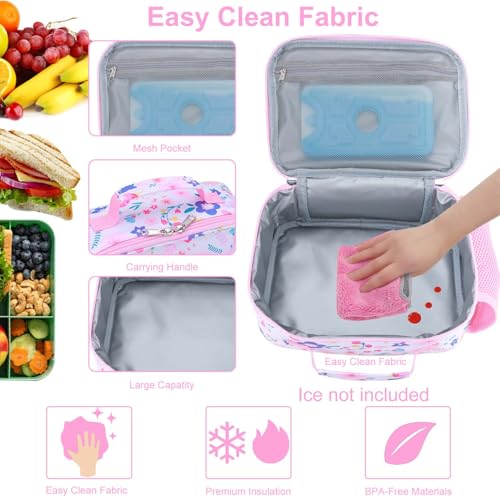 RHCPFOVR Kids Lunch Bag - Insulated Lunch Box for Boys Girls Washable Lunch Bag and Reusable Toddler Leak-proof Lunchbox for School and Daycare - color: Flower Pink